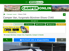 Camper Nuovo Van, furgonato Bürstner Eliseo C540 | CamperOnLine