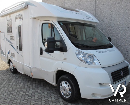 Rimor Sailer 599 TC: camper semintegrale usato compatto con garage posteriore alto, su meccanica Fiat Ducato.