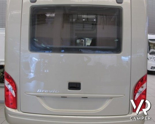 Burstner Brevio T 601: camper semintegrale nuovo color champagne con portello posteriore grande, letto basculante posteriore in solo 6 metri.