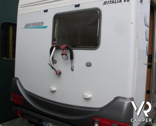 Hymer B 584: camper motorhome usato 3 posti letto, con portamoto originale Hymer, condizionatore cabina e sospensioni ad aria per una migliore stabili