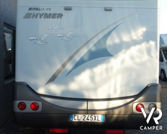 Hymer B 614 G: camper usato motorhome con garage posteriore, generatore di corrente, condizionatore a tetto.