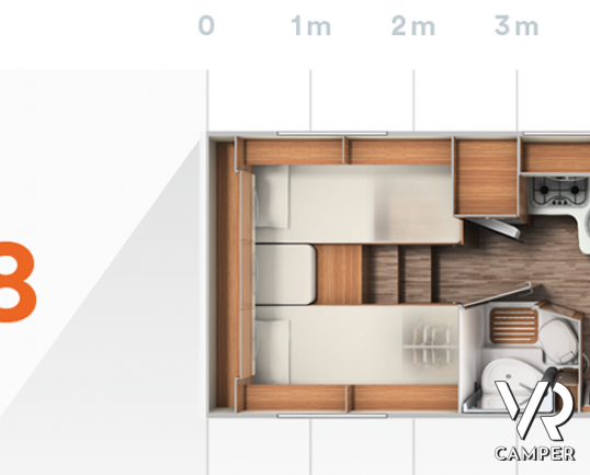 Carado T 448: camper semintegrale nuovo con letti gemelli posteriori e ampio garage, letto basculante, omologato 4 posti