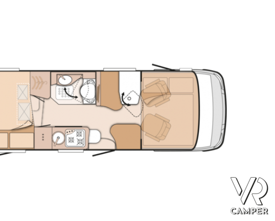 Knaus Van-I 600 MG - camper motorhome nuovo con garage e letto basculante, 4 posti omologati e ampia dinette con divanetto frontale