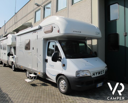 Hymercamp C 594: camper mansardato usato con 6 posti letto, letti a castello e basculante matrimoniale, camper occasione, vendita camper torino e drue