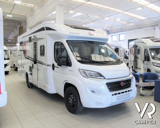 Burstner Lyseo Time T 727 G: camper semintegrale con letti gemelli e letto basculante elettrico, garage doppio portellone, su base FIAT 140 CV, Euro 6