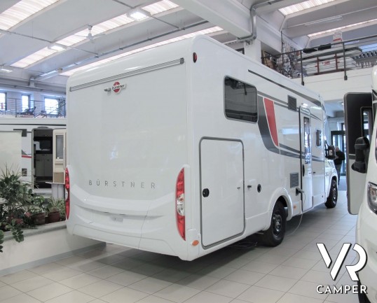 Burstner Lyseo Time T 727 G: camper semintegrale con letti gemelli e letto basculante elettrico, garage doppio portellone, su base FIAT 140 CV, Euro 6