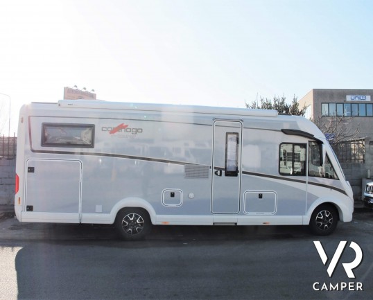 Carthago C-Tourer I 149: camper motorhome usato, 5 posti letto, con letti gemelli in coda e letto basculante. In visione alla sede Italia VR a Druento