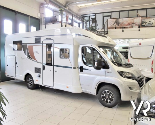 Lyseo Time IT 736 "Harmony Line": camper nuovo con letto basculante elettrico e letto nautico in coda. Su Fiat Ducato 150 CV, Euro 6 D.