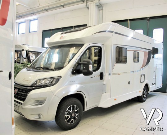 Lyseo Time IT 736 "Harmony Line": camper nuovo con letto basculante elettrico e letto nautico in coda. Su Fiat Ducato 150 CV, Euro 6 D.