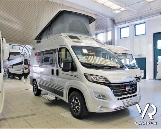 Burstner Campeo C 540 - furgonato nuovo con letto sul tetto, accessoriato con pacchetto Campeo + Active. Su Fiat Ducato 140 CV. In visione da Italia V