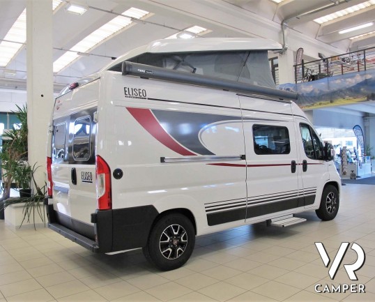 Burstner Eliseo C 600 - camper furgonato nuovo con letto sul tetto, accessoriato con pacchetto Eliseo + Eliseo Select. Telaio 3500 kg. Su Fiat Ducato