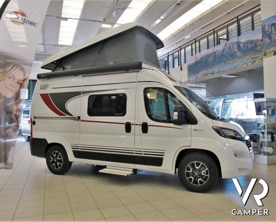 Burstner Eliseo C 540: camper furgonato nuovo con letto sul tetto, accessoriato con pacchetto Eliseo + Eliseo Select. Su Fiat Ducato 140 CV.