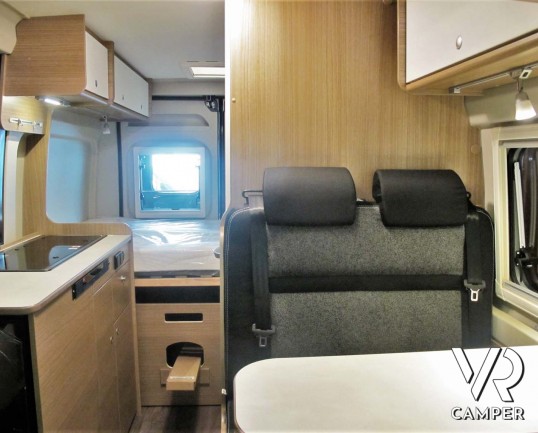 Carado Van 540: camper furgonato nuovo con letto matrimoniale trasversale, 3 posti letto. Su Fiat Ducato 140 CV. In vendita da Italia VR a Torino - Druento