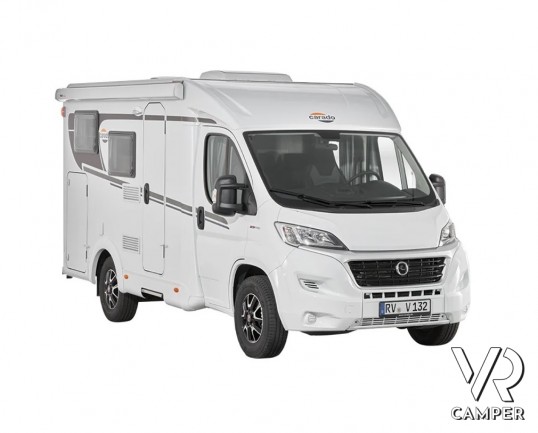 Carado V132: camper nuovo semintegrale con 2 posti letto, letto matrimoniale trasversale posteriore, su motore Citroen 140 CV. In vendita da Italia VR (TO)