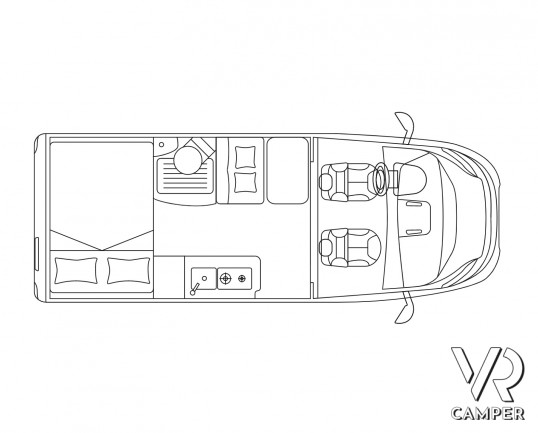 Laika Ecovip 540 - Furgonato con tetto sollevabile, Piantina