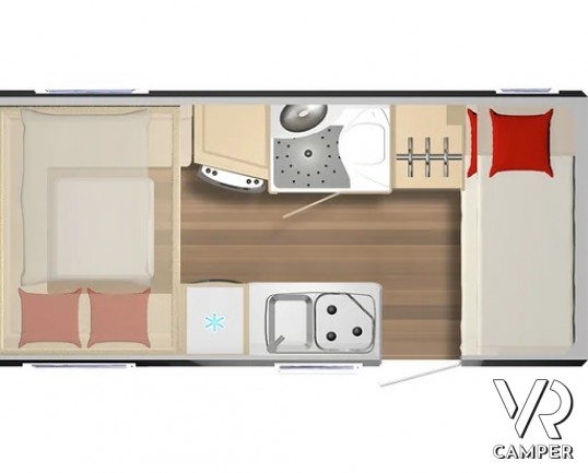 Burstner Premio Plus 440 TK - Caravan 6 posti letto con basculante sopra la dinette.