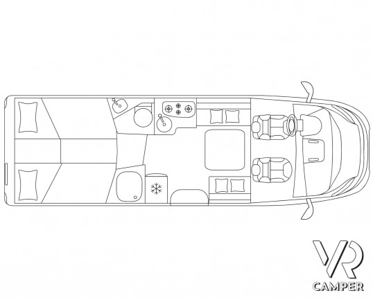 Laika Kosmo 509 L: semintegrale con letti gemelli - Piantina